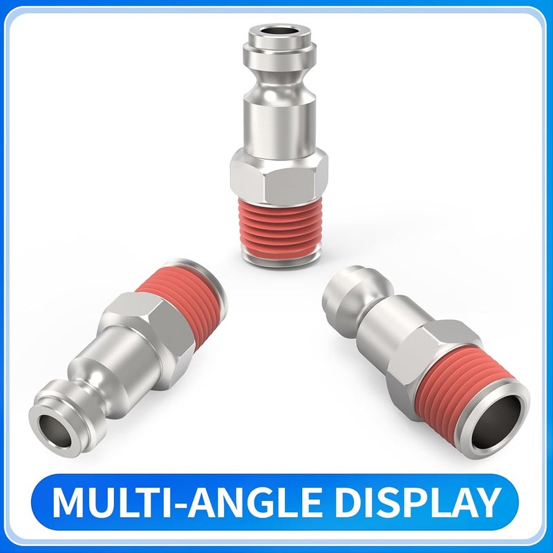ChillWaves Automotive T-Style Air Plug, 1/4" NPT Male Pneumatic Plugs, Air Compressor Accessories Fittings(10-PACK) - Image 3